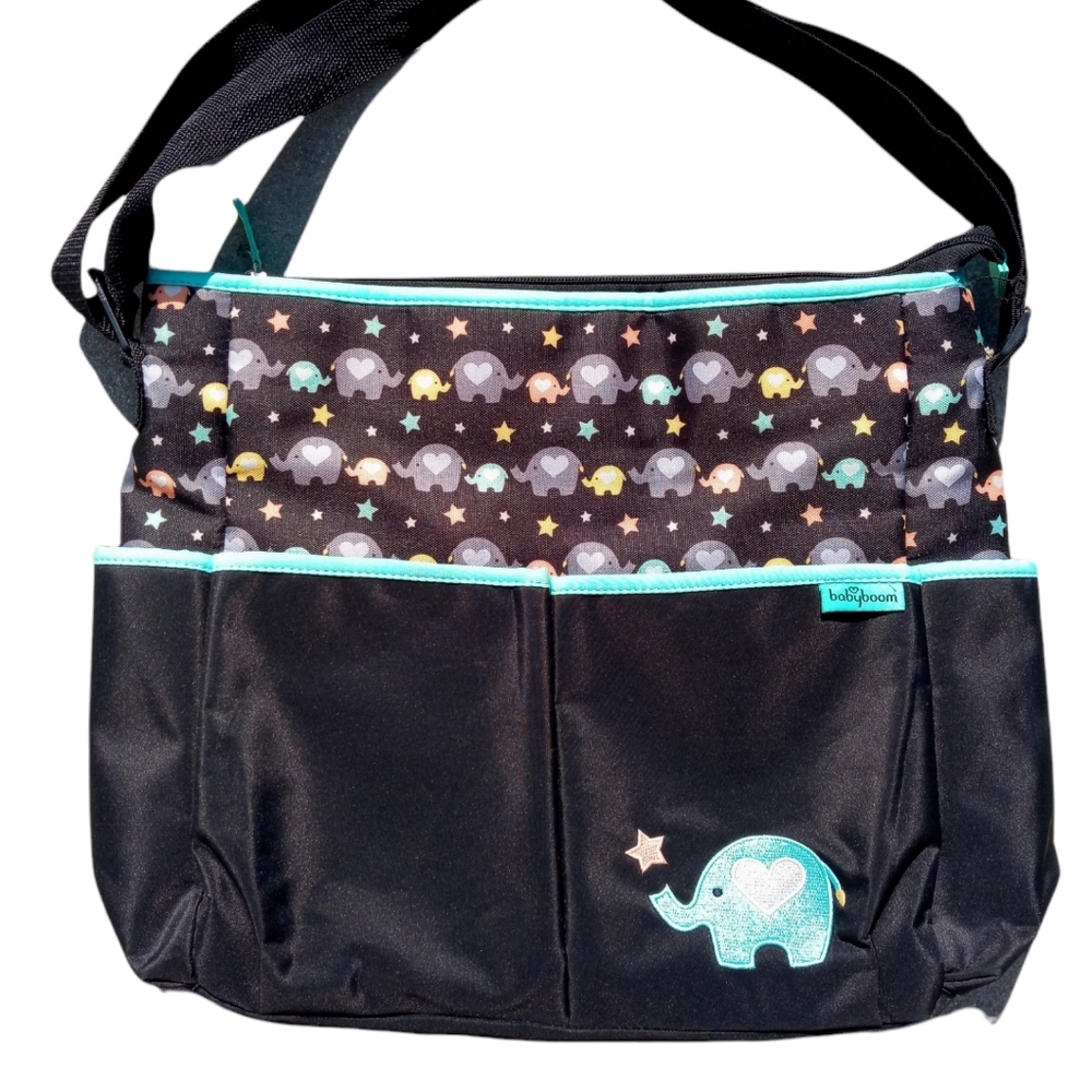 Out of Stock Baby Boom Teal Elephant Unisex Diaper Bag